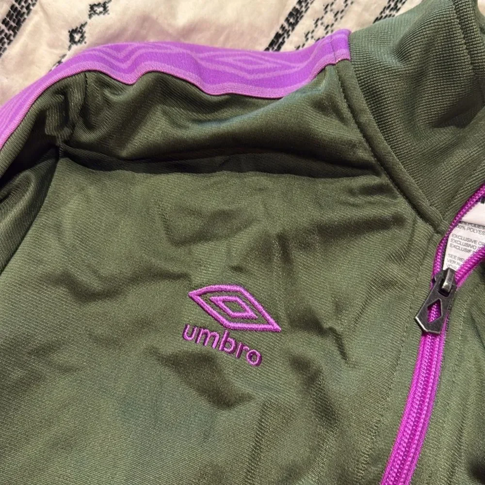 Umbro Green and Purple Bomber Jacket Lightweight Athletic Wear xsmall top gym